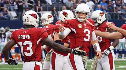 Arizona Cardinals quarterback Carson Palmer (3) and wide receiver