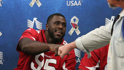 Arizona Cardinals mascot Big Red does his part during the Salute