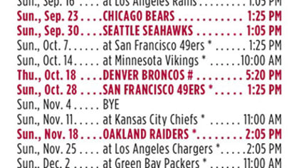 Printable 2019-2020 San Francisco 49ers Schedule