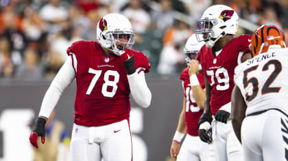 Arizona Cardinals wide receiver Rondale Moore pauses on the sideline during  mini camp practice at the team's NFL football training facility Tuesday,  June 13, 2023, in Tempe, Ariz. (AP Photo/Ross D. Franklin