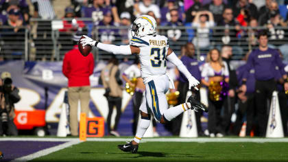 Los Angeles Chargers Travis Benjamin runs in for a touchdown against the  Denver Broncos in the second half at the StubHub Center in Carson,  California on October 22, 2017. The Chargers won 21 to 0. Photo by Lori  Shepler/UPI Stock Photo - Alamy