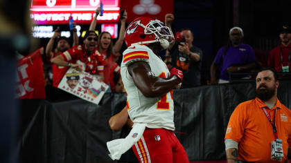 Kansas City Chiefs rookie WR Cornell Powell wearing No. 14 jersey