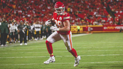 Kansas City Chiefs tight end Matt Bushman (89) scores on a touchdown run as  Green Bay Packers cornerback Rico Gafford (37) gives chase during the first  half of an NFL preseason football