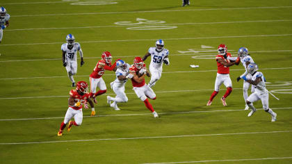 PHOENIX, AZ - FEBRUARY 12: Kansas City Chiefs tight end Noah Gray (83)  makes a catch during