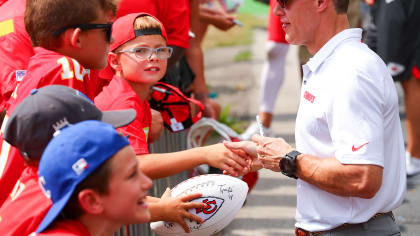 Clark Hunt signs autographs after practice 8/4/18 at Chiefs Training Camp at Missouri Western State University in St Joseph, Missouri