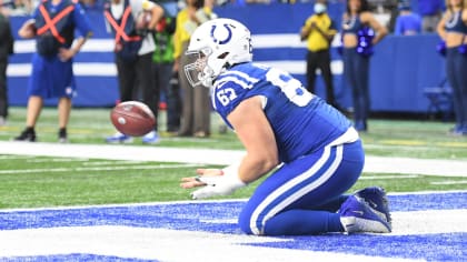 Indianapolis Colts guard Danny Pinter (63) walks off the field after an NFL  football game against the Miami Dolphins, Sunday, Oct. 3, 2021, in Miami  Gardens, Fla. (AP Photo/Doug Murray Stock Photo - Alamy