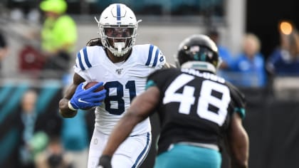 Indianapolis Colts' Mo Alie-Cox (81) is tackled by Pittsburgh