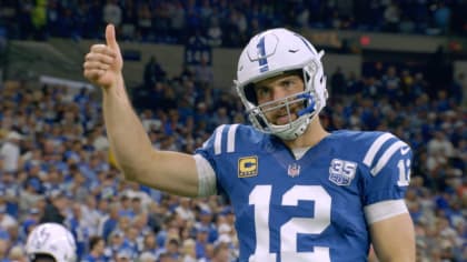 Indianapolis Colts quarterback Andrew Luck (12) celebrate a game