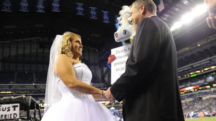 Something blue' takes on extra meaning for Colts fans who get married at  Lucas Oil Stadium