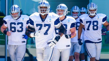 Dallas Cowboys offensive tackle Josh Ball (75) is seen during the first  half of an NFL football game against the Jacksonville Jaguars, Saturday,  Aug. 12, 2023, in Arlington, Texas. Jacksonville won 28-23. (