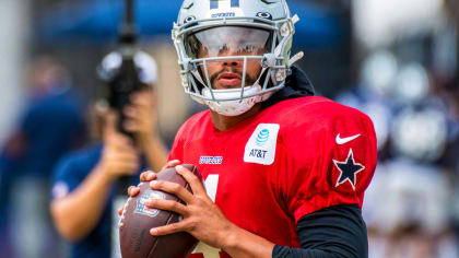 Dallas Cowboys wide receiver Cedrick Wilson (1) sets up for a play during  the first half of an NFL football game against the Tampa Bay Buccaneers,  Thursday, Sept. 9, 2021, in Tampa