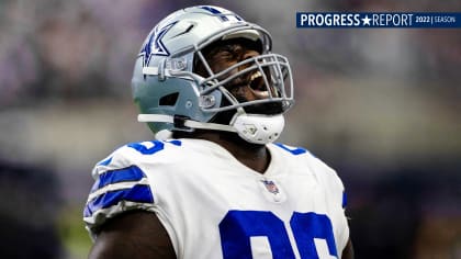 Dallas Cowboys defensive tackle Neville Gallimore (96) celebrates with fans  after an NFL football game against the New York Giants, Sunday, Dec. 19,  2021, in East Rutherford, N.J. The Dallas Cowboys defeated