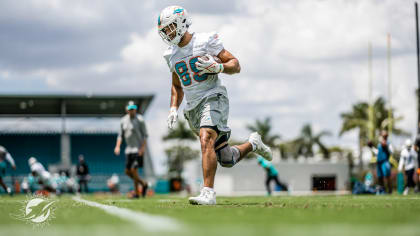 Miami Dolphins tight end Julian Hill (89) does drills during