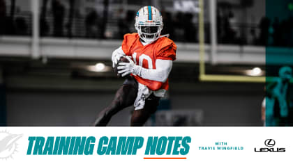 Miami Dolphins linebacker Duke Riley (45) warms up before an NFL