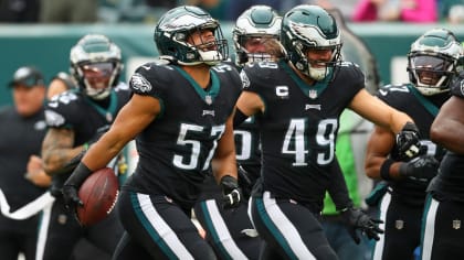 Philadelphia Eagles linebacker T.J. Edwards (57) gets set on