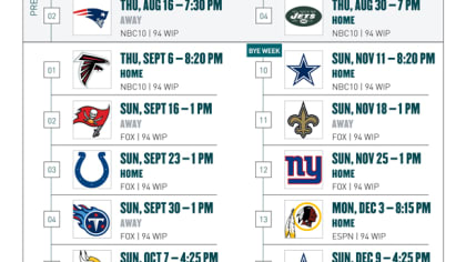 remaining schedule for the philadelphia eagles