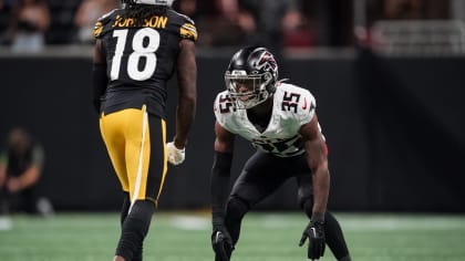 Atlanta Falcons defensive end Zach Harrison (96) works during the first  half of an NFL preseason football game against the Pittsburgh Steelers,  Thursday, Aug. 24, 2023, in Atlanta. The Pittsburgh Steelers won