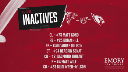 Inactives: Cardinals at Falcons