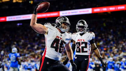 Atlanta Falcons linebacker Nathan Landman (55) lines up during the second  half of an NFL football game against the Jacksonville Jaguars, Saturday,  Aug. 27, 2022, in Atlanta. The Atlanta Falcons won 28-12. (