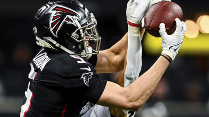 Atlanta Falcons wide receiver Frank Darby (88) lines up during the second  half of an NFL football game against the Tampa Bay Buccaneers, Sunday, Jan.  8, 2023, in Atlanta. The Atlanta Falcons