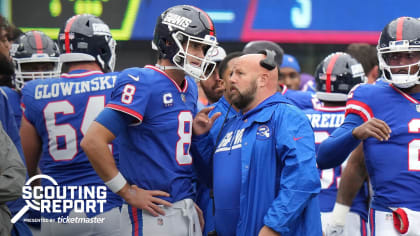 New York Giants Jake Ballard is held up by Seattle Seahawks Kam