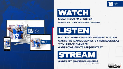 Cowboys-Giants: How to Watch, Listen, Stream