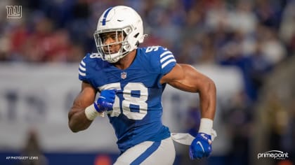 INDIANAPOLIS, IN - OCTOBER 16: Indianapolis Colts Linebacker Bobby Okereke  (58) walks off the field