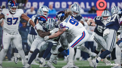 New York Giants defensive end Henry Mondeaux (96) takes the field for an  NFL football game against the Philadelphia Eagles on Sunday, Dec. 11, 2022,  in East Rutherford, N.J. (AP Photo/Adam Hunger