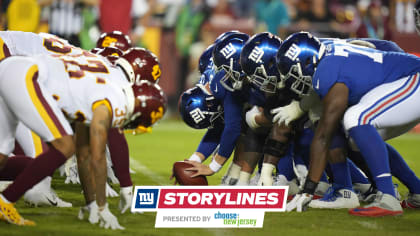 New York Giants tight end Will Tye (45) carries the ball after making a  catch in the fourth quarter against the Washington Redskins at FedEx Field  in Landover, Maryland on Sunday, November