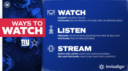 Cowboys-Giants: How to Watch, Listen, Stream