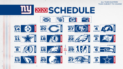 2020 New York Giants Schedule: Complete schedule and match-up