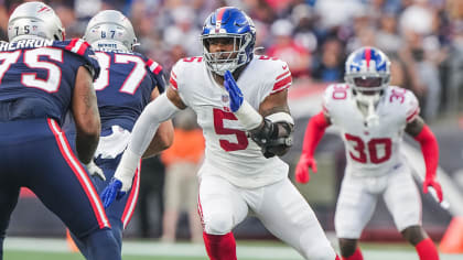 The New York Giants logo is seen on helmets at the bench during an NFL  preseason football game against the New England Patriots at Gillette  Stadium, Thursday, Aug. 11, 2022 in Foxborough