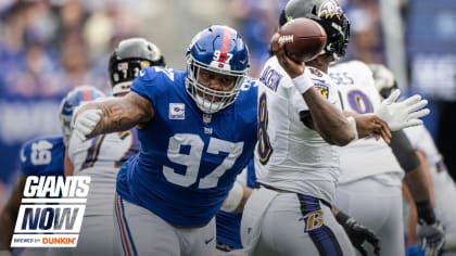 New York Giants defensive tackle Dexter Lawrence (97) during an NFL  preseason football game against the