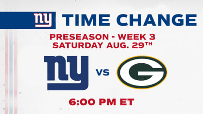 New York Giants vs. Green Bay Packers preseason game moved to 6 p.m.