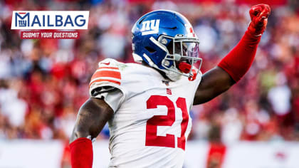 August 16, 2019, New York Giants free safety Jabrill Peppers (21) looks on  during the NFL preseason game between the Chicago Bears and the New York  Giants at MetLife Stadium in East