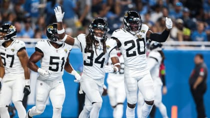 Jacksonville Jaguars wide receiver Oliver Martin (88) stiff arms Detroit  Lions cornerback Chase Lucas (27) during an preseason NFL football game in  Detroit, Saturday, Aug. 19, 2023. (AP Photo/Paul Sancya Stock Photo - Alamy