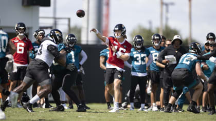 Zay Jones of the Jacksonville Jaguars runs during Training Camp at