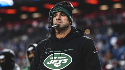 New York Jets' head coach Robert Saleh gives a press conference before an  NFL practice session at Hanbury Manor Marriott Hotel and Country Club near  the town of Ware, in south east