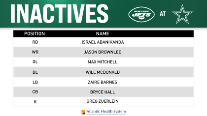 Jets vs. Cowboys inactives: What NFL injury report says and who is not  playing in Week 2 - DraftKings Network