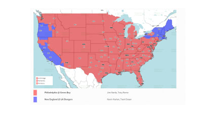 Packers vs. Eagles, Week 13 2020: Game time, TV broadcast map