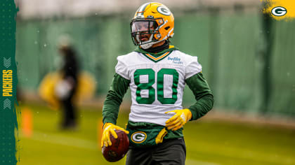 Green Bay Packers' Bo Melton catches a pass during NFL football training  camp Thursday, July 27, 2023, in Green Bay, Wis. (AP Photo/Morry Gash Stock  Photo - Alamy