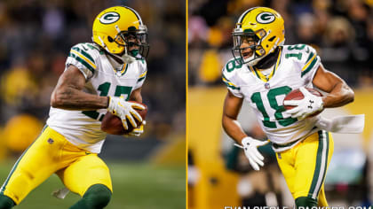 Green Bay, WI, USA. 2nd Dec, 2018. Green Bay Packers wide receiver Randall  Cobb #18 and Green Bay Packers wide receiver Davante Adams #17 during the  NFL Football game between the Arizona