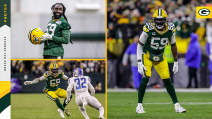 Green Bay Packers inside linebacker De'Vondre Campbell (59) defends during  an NFL football game against the Los Angeles Rams Sunday, Nov 28. 2021, in Green  Bay, Wis. (AP Photo/Jeffrey Phelps Stock Photo 