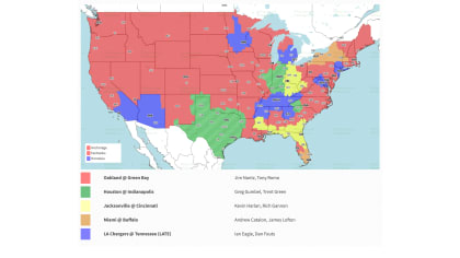 NFL Week 9 game map and television channels