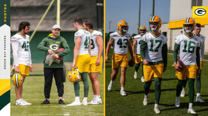 Green Bay Packers punter Daniel Whelan (41) warms up during a