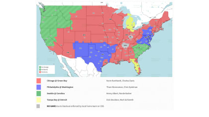 Packers vs. Bears Week 13 TV Broadcast Map - Acme Packing Company