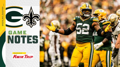 Game Notes: New Orleans Saints vs. Green Bay Packers