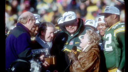 Brett Favre & Bart Starr at Favre's number retirement ceremony at Lambeau  Field- November 26, 2015 Poster by Unknown at