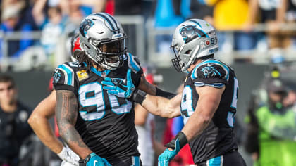 Carolina Panthers offensive tackle Jordan Gross (69) watches the big screen  replay of a Panthers defensive play in the closing seconds of the panthers  13-10 victory over the Seattle Seahawks at Bank