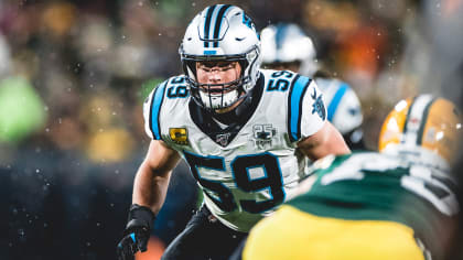 Carolina Panthers' Luke Kuechly (59) leaves the field during the second  half of an NFL football game against the Cincinnati Bengals in Charlotte,  N.C., Sunday, Sept. 23, 2018. (AP Photo/Mike McCarn Stock